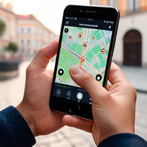 Home 4 ** A hand carefully adjusting app permissions on a smartphone, focusing on location services. Soft, diffused lighting.
**